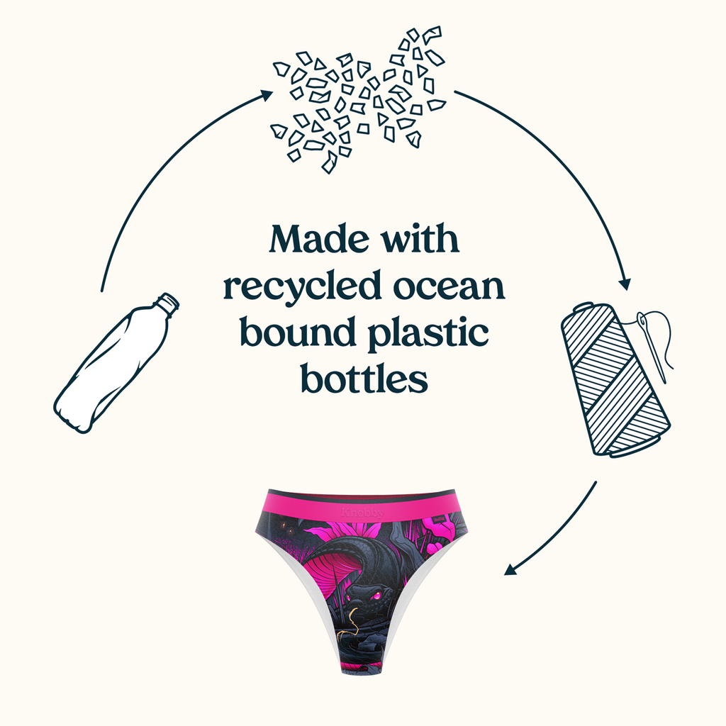 Corset Brazilian briefs in black recycled yarn, Women's underwear