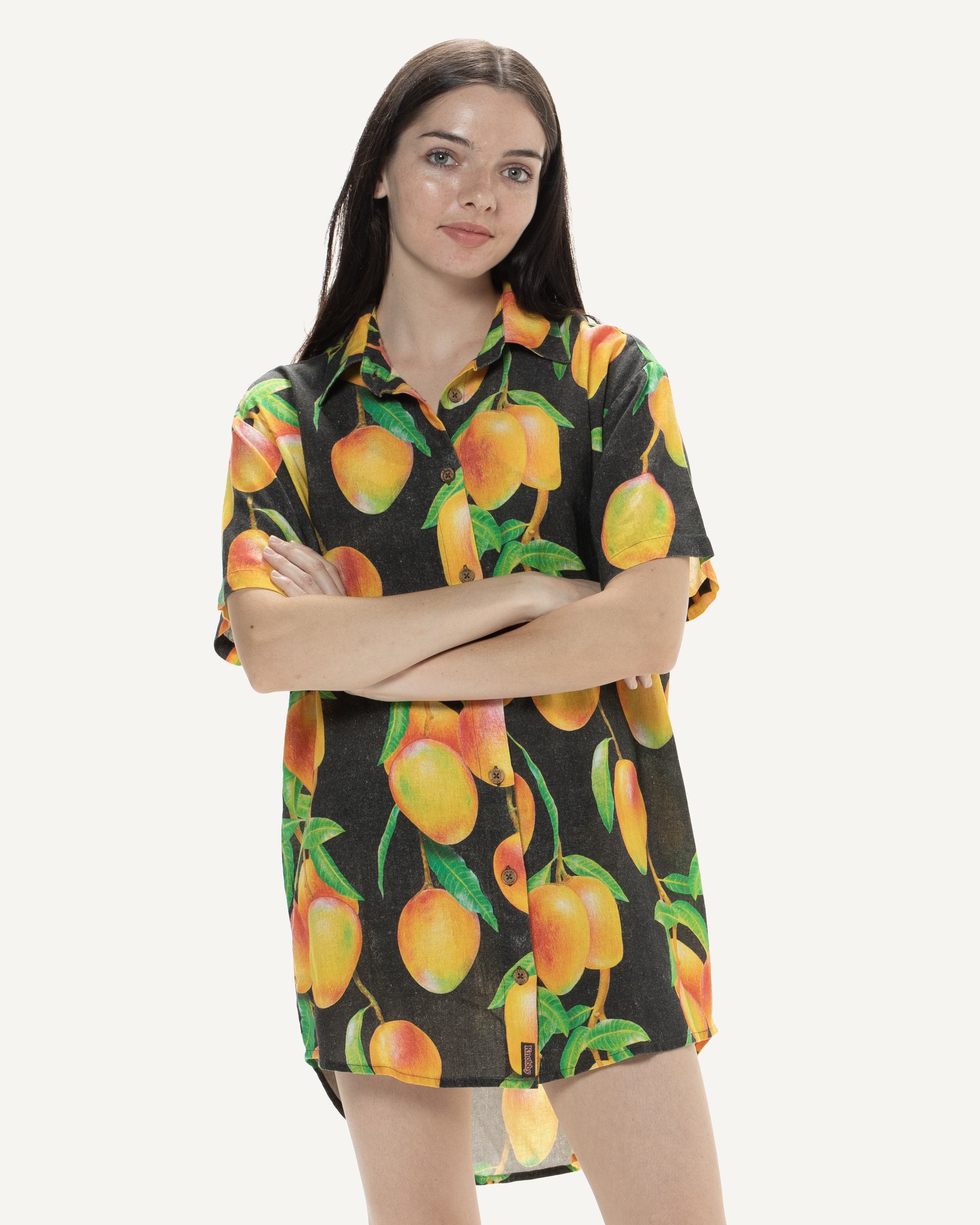 Women's Oversized Linen Shirt / Mango Tango